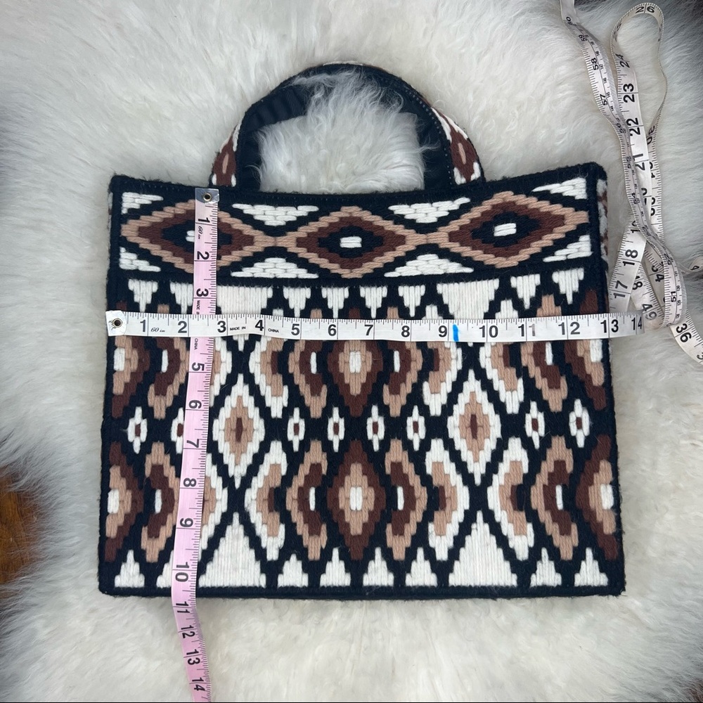 Vintage hand woven and stitched southwestern diamond print yarn handbag purse - Picture 12 of 16